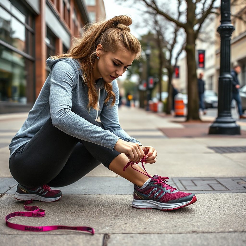 Emily Chen, 27, preparing for a run