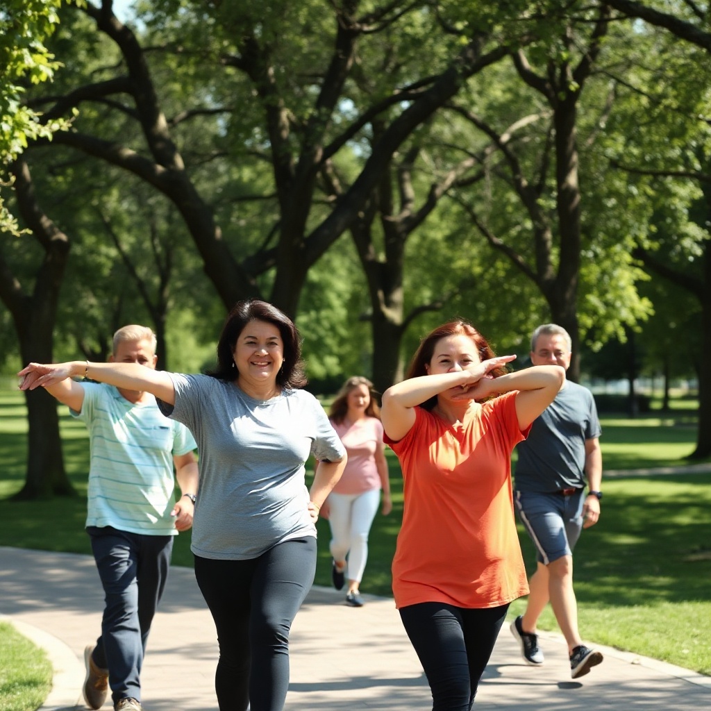 People exercising outdoors in a park